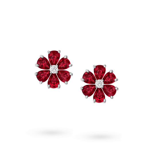 Ruby Floral Stud Earrings