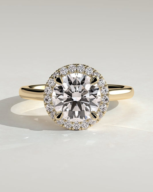 Classic Round Halo Yellow Gold Ring