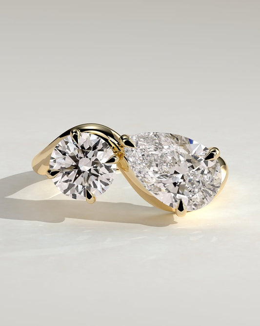 Round & Pear Toi et Moi Gold Ring