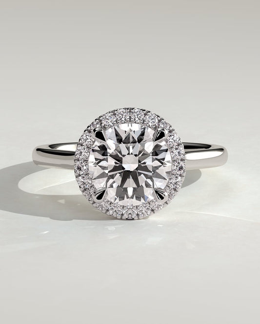 Classic Round Halo White Gold Ring