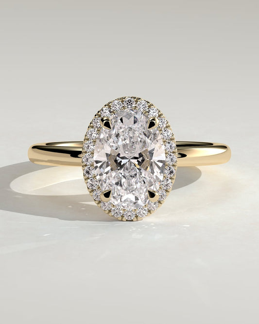 Oval Halo Yellow Gold Ring