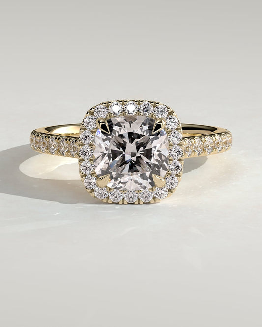 Cushion Cut Halo Pave Ring