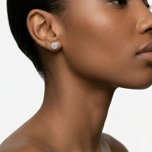 Round Lab Diamond Solitaire Studs
