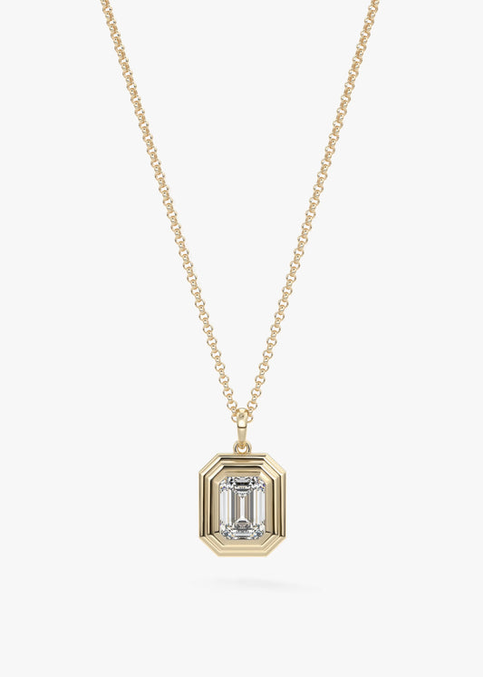 Emerald Cut Yellow Gold Pendant