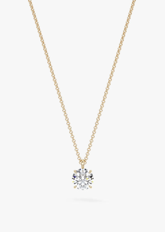 Solitaire Yellow Gold Necklace
