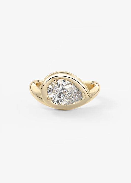 Pear Asymmetric Bezel Ring
