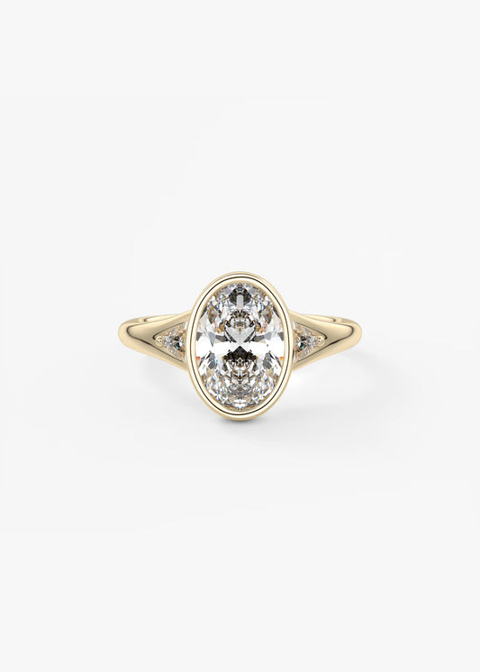 Oval Bezel Ring with Side Stones