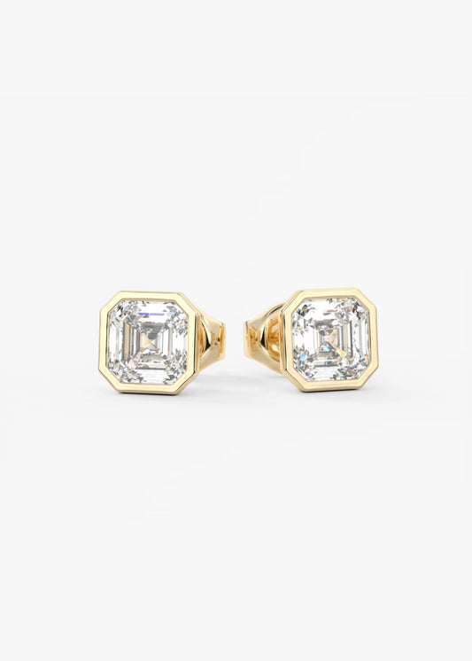 Square Yellow Sapphire Studs