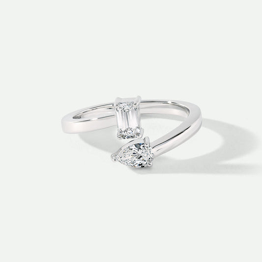 Pear & Emerald Cut Toi et Moi White Gold Ring