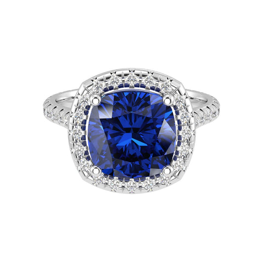 Cushion Blue Sapphire Ring