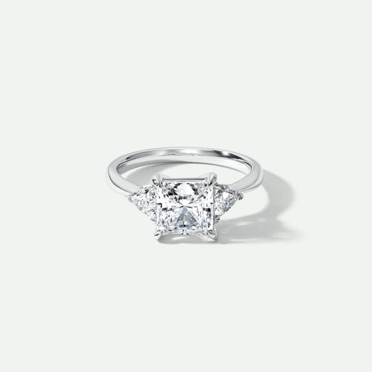 Trapezoid Side Stone Three-Stone Ring