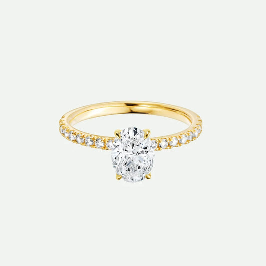 Oval Sidestone Yellow Gold Ring