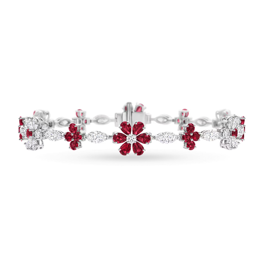 Floral Ruby Diamond Bracelet