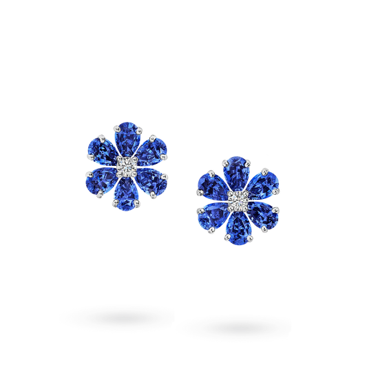 Sapphire Floral Stud Earrings